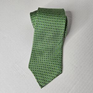 Lauren Ralph Lauren Men's 100%  Silk Tie Made In USA Green Geometric Design 4 In